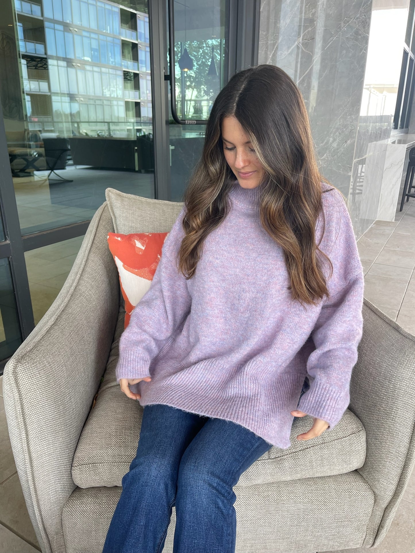 Daydreamer Lavender Mock Neck Sweater